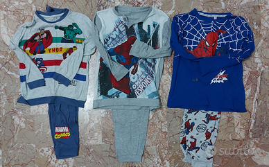 3 Pigiami spiderman e supereroi leggeri 6/7 anni