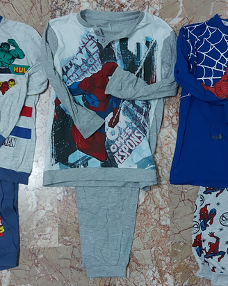 3 Pigiami spiderman e supereroi leggeri 6/7 anni