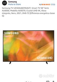 Tv Samsung 50 pollici crystal UHD 4K