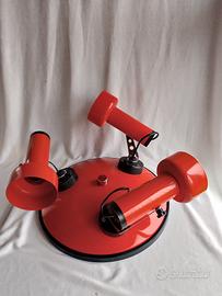 Lampada Plafoniera 3 Faretti Rossa Vintage Anni 70