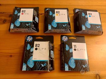 Cartucce HP originali 82 nero+colori e testina ner
