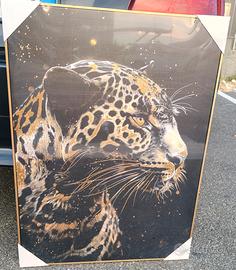 quadro cornice tela  nero e oro  leopardo