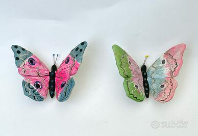 Coppia Farfalle Decorative in Ceramica da Parete