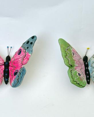 Coppia Farfalle Decorative in Ceramica da Parete