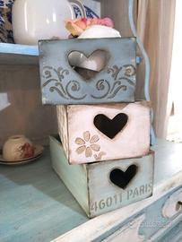 Cassette in legno portatutto, bagno cucina camera