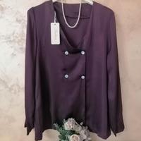 Camicia donna bottoni doppiopetto color vinaccio