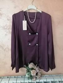 Camicia donna bottoni doppiopetto color vinaccio