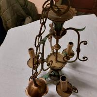 Lampadario a tre luci, rustico