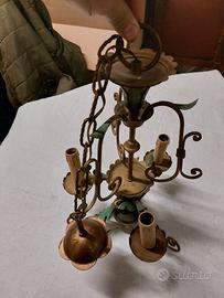 Lampadario a tre luci, rustico