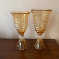 Coppia di calici Zora in vetro di Murano h.22-22,7