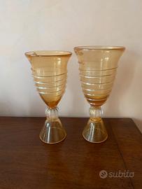 Coppia di calici Zora in vetro di Murano h.22-22,7