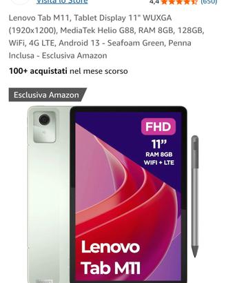 Lenovo Tab M11 8/128GB LTE, Penna, Cover,3Garanzia