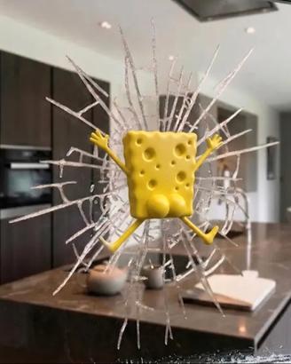 Decorazione 3D SpongeBob effetto vetro infranto