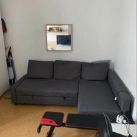 Divano letto angolare con contenitore grigio scuro