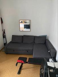 Divano letto angolare con contenitore grigio scuro