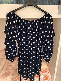 Blusa a pois blu e bianca
