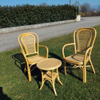Set completo in Rattan verniciato naturale 