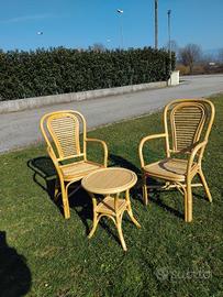 Set completo in Rattan verniciato naturale 