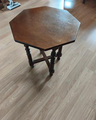 Tavolino vintage in legno massello ottagonale