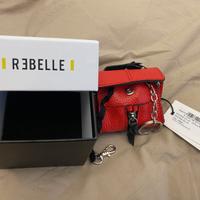 Micro bag portachiavi rossa pelle Rebelle