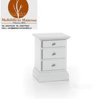 Comodino 3 cassetti cod 671 laccato bianco nuovo