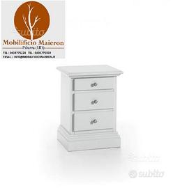 Comodino 3 cassetti cod 671 laccato bianco nuovo
