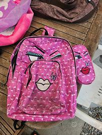 Zaino Invicta rosa e blu con astuccio