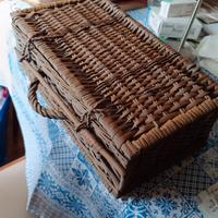 Cestino da pic-nic in vimini originale anni '60