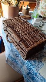 Cestino da pic-nic in vimini originale anni '60