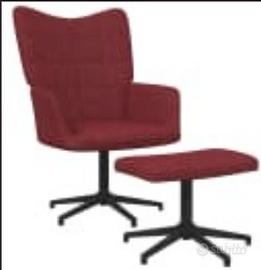 Poltroncina con Poggiapiedi Rosso Vino in tessuto