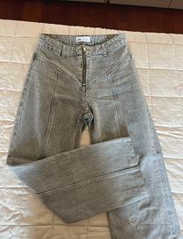 Zara jeans donna, vita alta, fondo ampio cotone