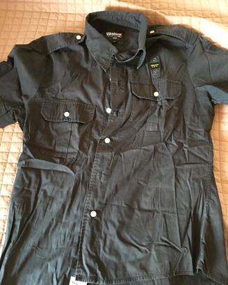 BLAUER CAMICIA IN COTONE MEZZE MANICHE 