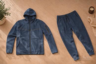 Set completo Felpa + Pantaloni Blu Nike Tech Fleec