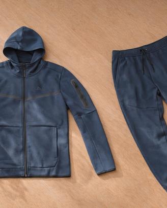 Set completo Felpa + Pantaloni Blu Nike Tech Fleec