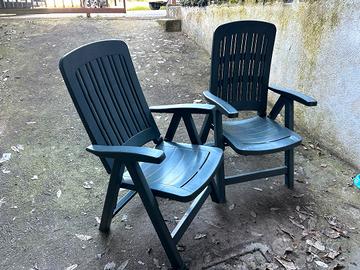 Coppia sedie sdraio Carmen verdi resina giardino