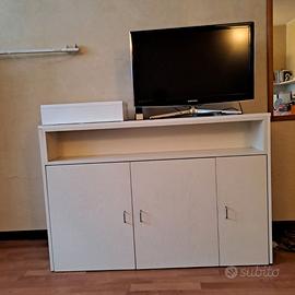 Madia in legno con venatura Bianco Opaco