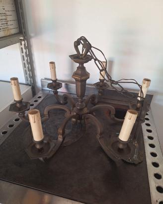Antico Lampadario in bronzo vintage