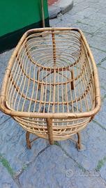 Culla vintage in rattan/bambù intrecciato