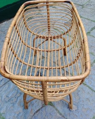 Culla vintage in rattan/bambù intrecciato