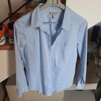 camicia celeste righe bianche h&m