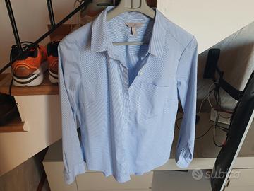 camicia celeste righe bianche h&m