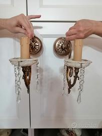 Coppia di vecchie applique funzionanti in ottone.