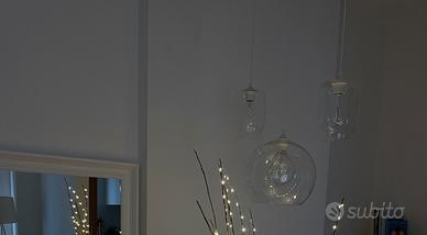 lampadario a sospensione a tre lampade vetro