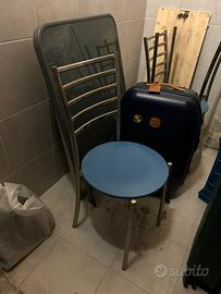 Set sedie da soggiorno in alluminio e legno blu