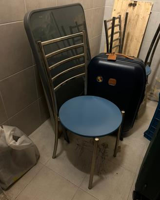 Set sedie da soggiorno in alluminio e legno blu