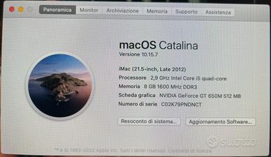 MAC OS Catalina versione 10.15.7