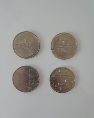 Set 4 monete da 5 franchi Svizzeri Murat