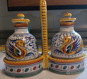 set di oliera e acetiera dipinti a mano ceramiche