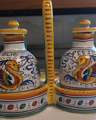 set di oliera e acetiera dipinti a mano ceramiche