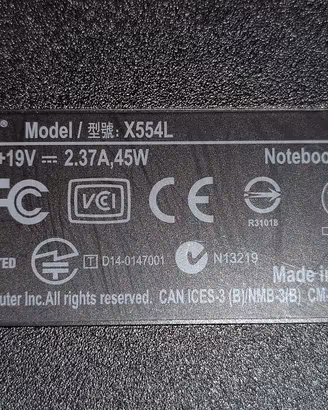 Notebook Asus X554L i3 4GB 500GB per ricambi